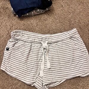 Glyder Women's Striped Athletic Shorts - Gray and White